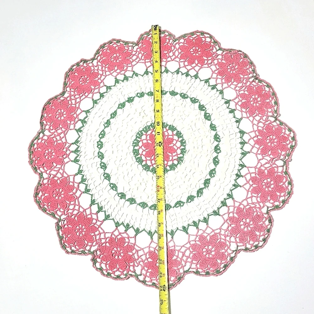 Vintage Doily Beautiful Lace Pink Floral 24